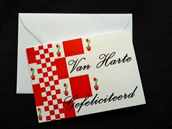 Dubbele kaart hartelijk gefelciteerd 0